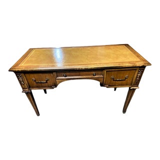 Mid 20th Century Vintage Altavista Lane Louis XVI Fruitwood Writing Desk With Leather Top For Sale