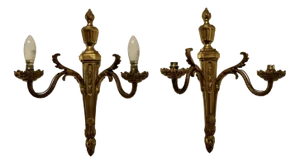 French Neo Classical Brass Wall Lights, 1890s, Set of 2