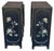 Unique Chinese black lacquered cabinets with soapstone inlays featuring floral and bird motifs. Two interior shelves and...