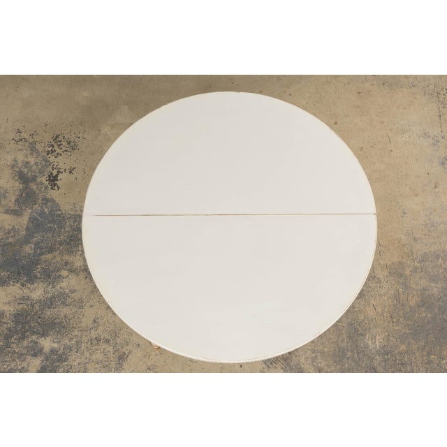 French Louis XVI Style Painted White Off-Round Extendable Dining Table For Sale In New York - Image 6 of 18