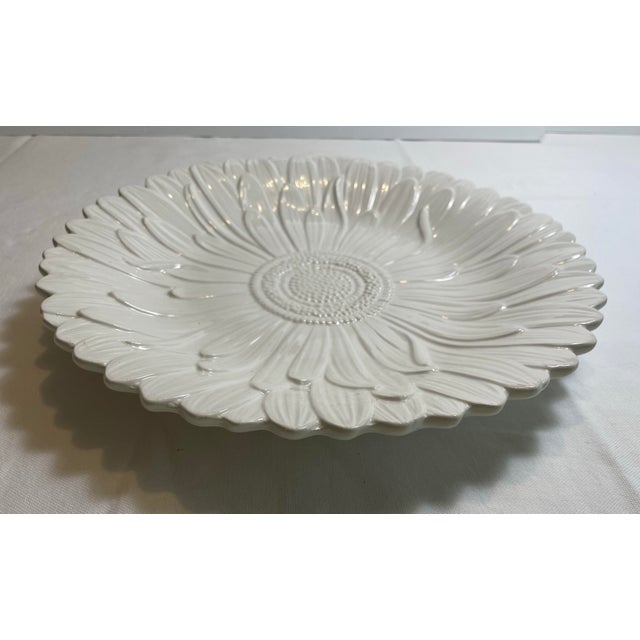 Tiffany & Co. white blanc de chine Majolica sunflower platter. Made in Italy. 12.5" Dia x 1.5" H.