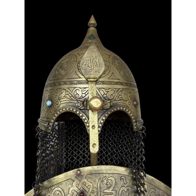 Turkish Brass Calligraphy Helmet Shield Set For Sale - Image 10 of 18