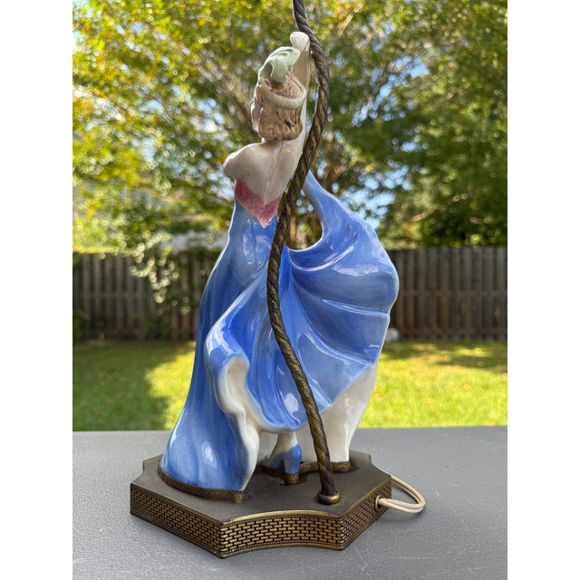 1930s Art Deco Porcelain Dancer Table Lamp German Flapper Attrib. Goldscheider For Sale - Image 10 of 18