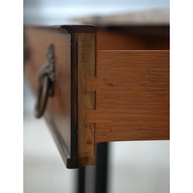 1950s John Widdicomb Vintage Walnut Marble Top French Empire Console For Sale - Image 5 of 17