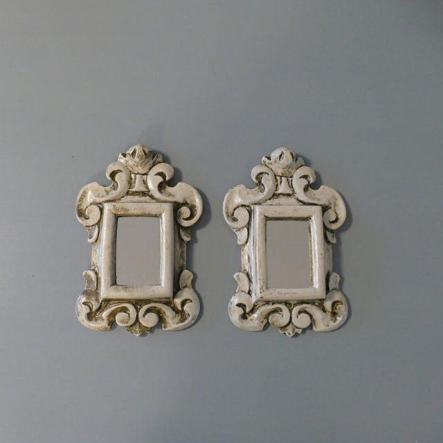 Rococo Miniature Carved Rococo Wall Mirrors - a Pair For Sale - Image 3 of 17