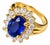 Late 20th Century 14K Yellow Gold Sapphire Diamond Engagement Ring Estate, Size 8.25 For Sale