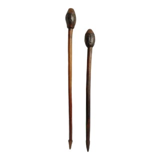 Antique Pair of Ethiopian Tribal Wood Clubs For Sale