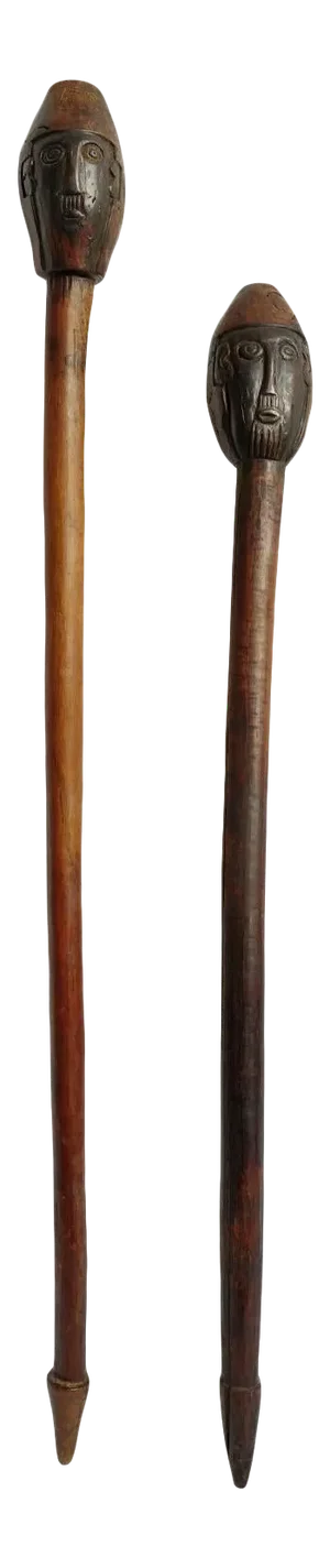 Antique Pair of Ethiopian Tribal Wood Clubs