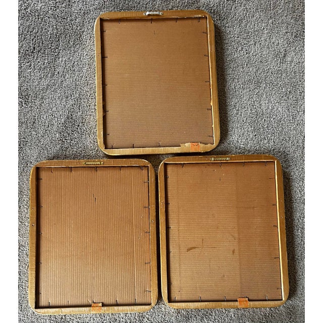 Wood Set of Three Antique Classic Italian Lithographs Reproduction in Gilt Wood Frames For Sale - Image 7 of 9