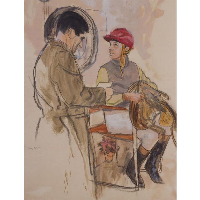 Mid 20th Century "The Jockey Scale" Watercolor by Henry Koehler (1927-2019) For Sale - Image 5 of 5