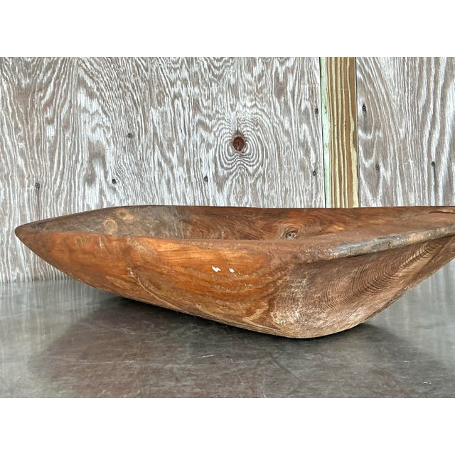 Camel Vintage Boho Hand Carved Dough Bowl For Sale - Image 8 of 12