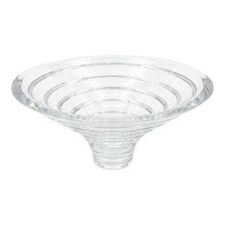 Signed Nambé Art Glass Heavy Modern Cut Crystal Centerpiece Bowl For Sale