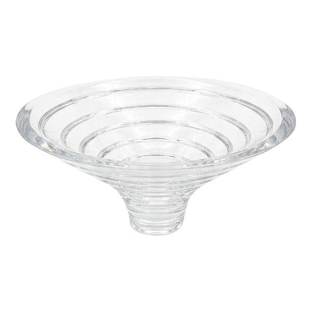 Signed Nambé Art Glass Heavy Modern Cut Crystal Centerpiece Bowl For Sale