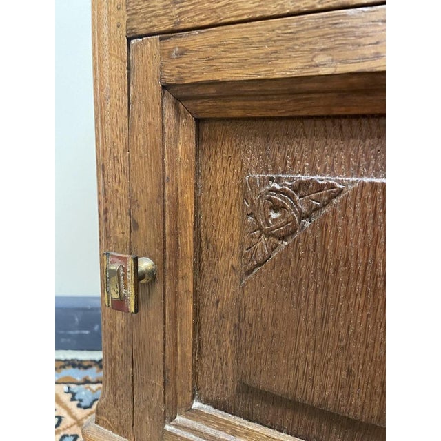 1930s Antique French Oak & Marble Nightstand For Sale - Image 5 of 6