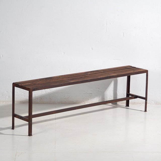 Long Metal Bench, 1920s For Sale - Image 10 of 10