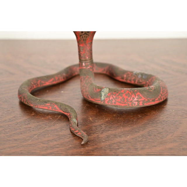 Enameled Bronze Cobra Snake Candlestick For Sale - Image 10 of 15
