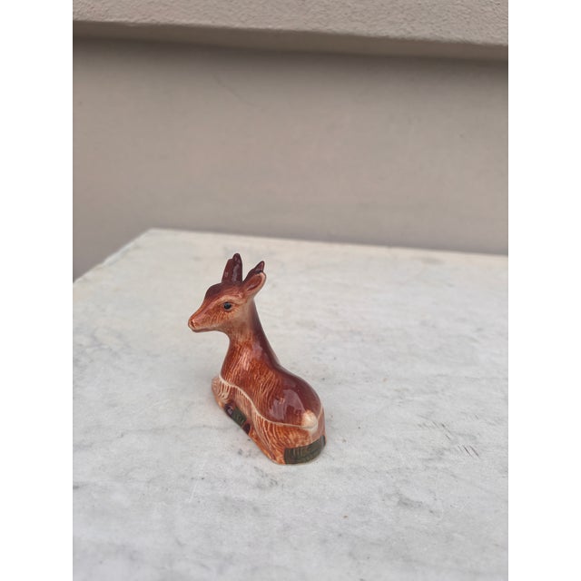 Very rare Small Majolica Brown Deer Tureen Caugant, circa 1950. Could be a prototype for the manufacture. Miniature tureen...