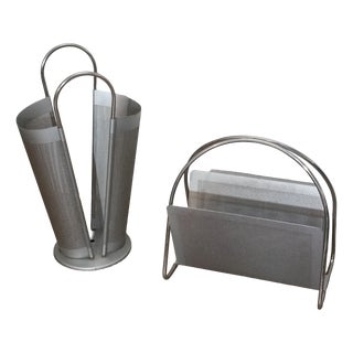Magazine Rack and Umbrella Stand by Marius Mascagni, 1970s, Set of 2 For Sale