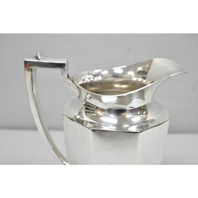 Silver Vintage Art Deco Silver Plated Octagonal Faceted Water Pitcher by Homan Plate For Sale - Image 8 of 16