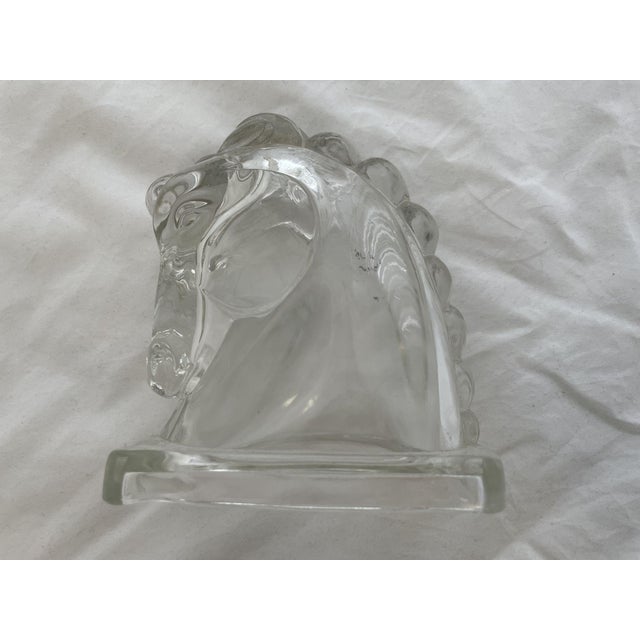 American 1940s Federal Glass Horse Head Bookends For Sale - Image 3 of 6