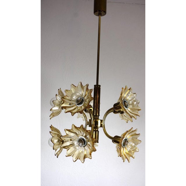 Brown Vintage Hanging Light in Brass and Glass from Sische Leuchten, 1970s For Sale - Image 8 of 15