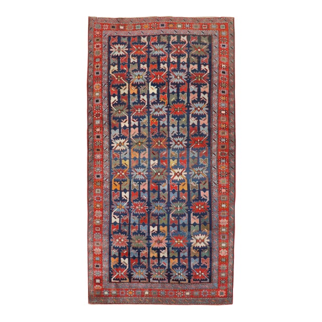 Zabihi Collection Colorful Early 20th Century Antique Karabagh Caucasian Rug - 3'11" x 7'1" For Sale