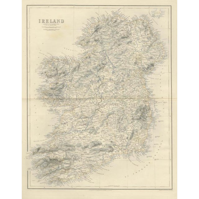 Brown Antique Map of Ireland According to the Government Survey, 1860 For Sale - Image 8 of 8