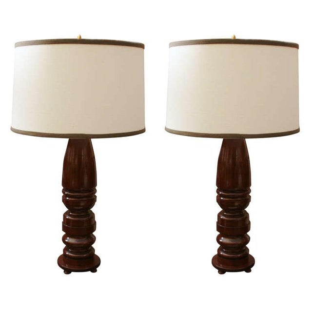 Mahogany Spindle Lamps a Pair Chairish