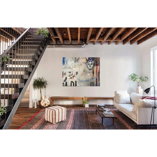 Patriotic painting in reds blues and whites that flows with energy. In this large abstract painting, you can feel the...