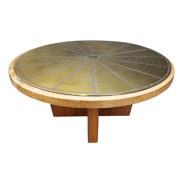 Scandinavian Etched Brass Coffee Table, 1960s For Sale