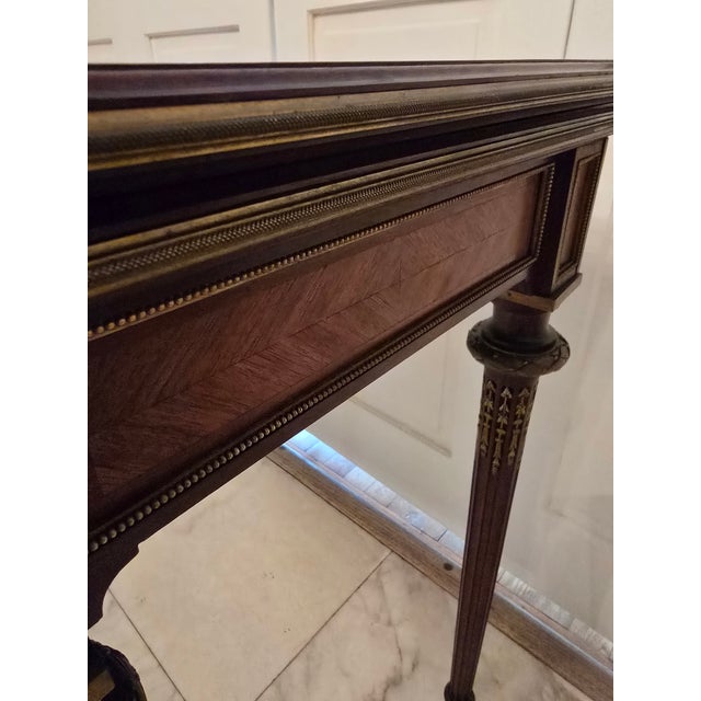 Wood Antique Francois Linke Attributed Flip Top Exotic Table For Sale - Image 7 of 18