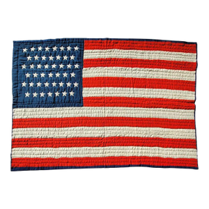 Early 20th C 45 Star Wool Flag Quilt