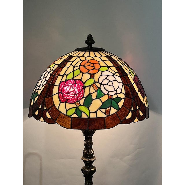 Brass Floor Lamp in the style of Tiffany, 1950s For Sale - Image 12 of 14