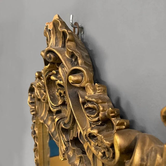 Mid-Century Modern Golden Decorated Wall Mirror, 1960s For Sale - Image 6 of 13