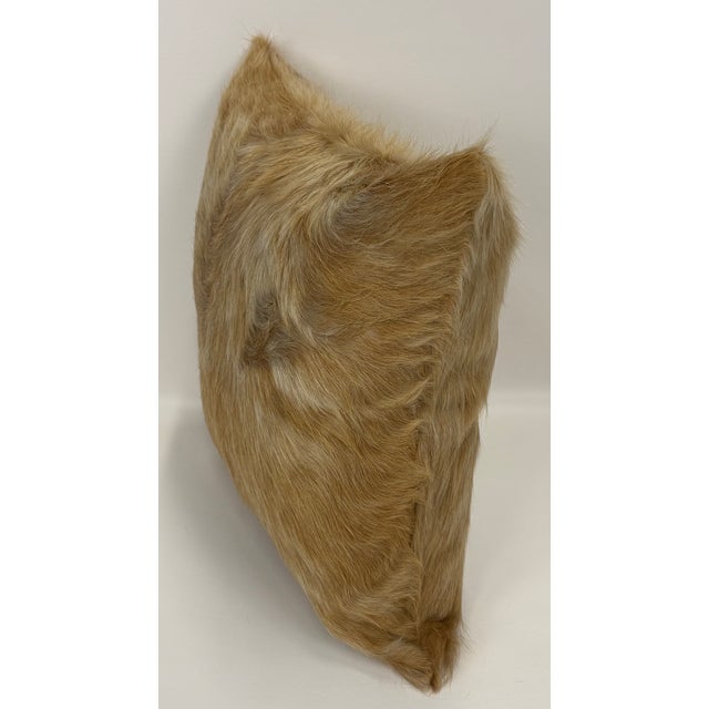 Contemporary 18” X 18” Premium Colombian Champagne Long-Haired Cowhide Pillow Cover - Handcrafted by Pablo Sota Designs For Sale - Image 3 of 11