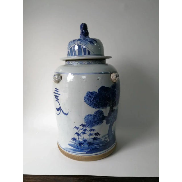 Chinese Blue and White Porcelain Vase With Ever Green and Plum Flowers For Sale In Greensboro - Image 6 of 10