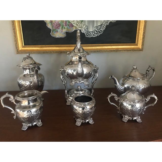 Vintage Hand-Chafed Maker's Marked Silver Plate Coffee and Tea Service - 8 Piece Set For Sale - Image 12 of 12