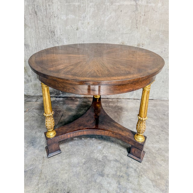 2010s Ebanista d'Orsay Gallery Table - Hand-Planed Walnut, 22k Gold Finish - Like New! For Sale - Image 5 of 8