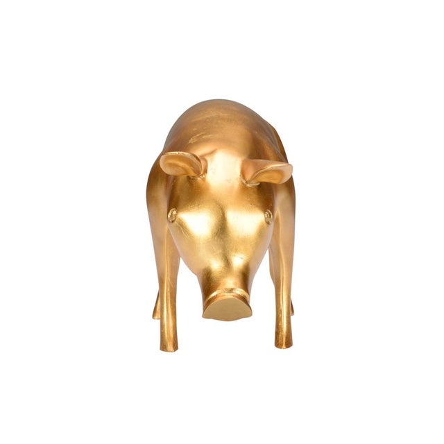 Contemporary Wildwood Gold Leaf Finish Piggie Accent For Sale - Image 3 of 7