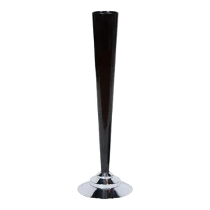Art Deco Machine Age Skyscraper Black Bakelite and Polished Chrome Vase