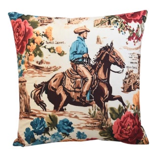 Western Galloping Cowboy & Horse Feather/Down Pillow For Sale