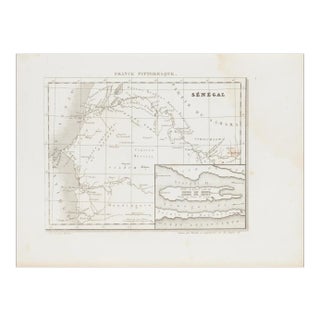 Unknown, Ancient Map of Senegal, Etching, 19th Century For Sale
