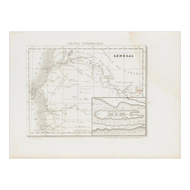 Unknown, Ancient Map of Senegal, Etching, 19th Century For Sale