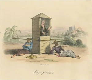 Religious Man in Sedan Chair, Paper