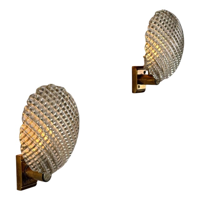 Murano Glass Wall Sconces by Ercole Barovier for Barovier & Toso, 1940s, Set of 2 For Sale