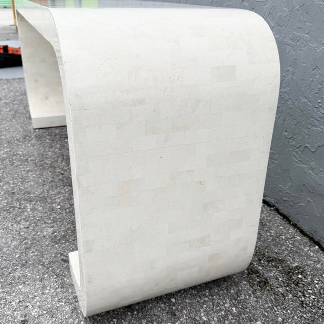 1990s Postmodern Tessellated Stone Waterfall Console Table by Maitland Smith For Sale - Image 5 of 11