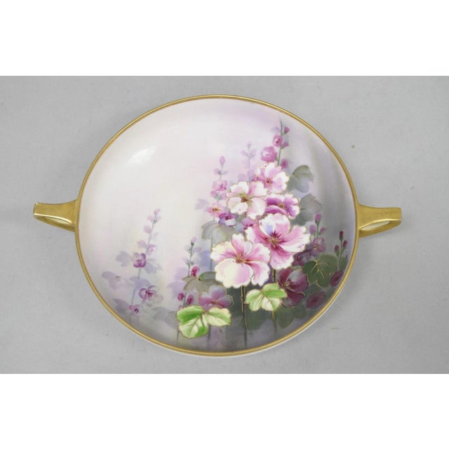 Antique Nippon Hand Painted Pink Wisteria Flower Porcelain Dish W / Handles For Sale - Image 14 of 14