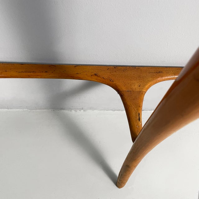 Mid-Century Modern Italian Console Table in Wood and Green Back-Painted Glass, 1950s For Sale - Image 13 of 18