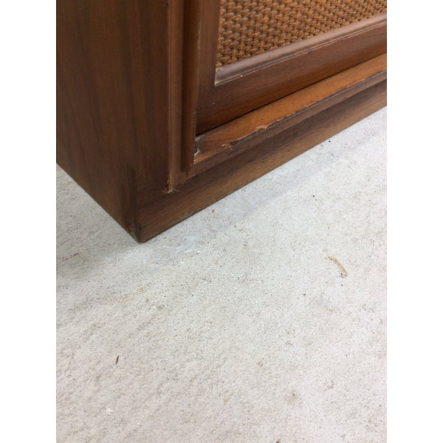 Mid Century Modern Two Piece Shelving Unit With Caned Cabinet and Drawer For Sale - Image 11 of 18