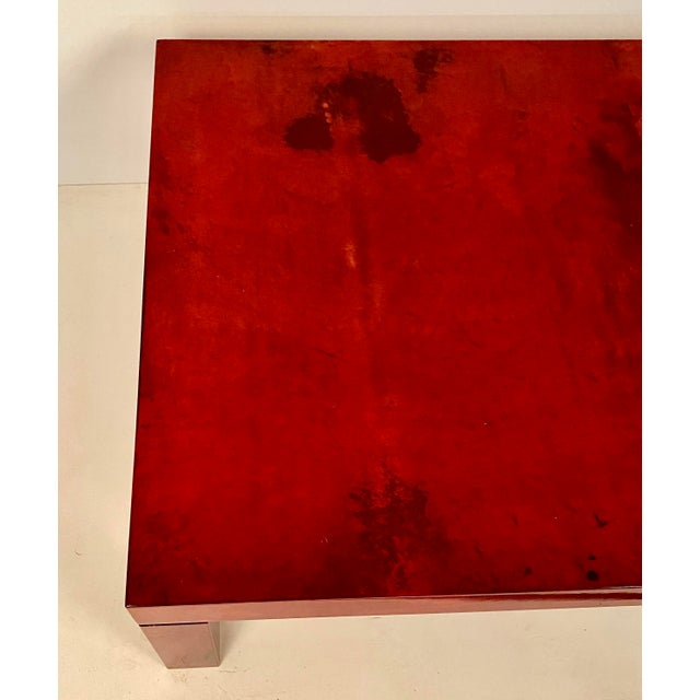 Animal Skin Lacquered Goatskin Cocktail Table in the Style of Aldo Tura, Italy, 1970s For Sale - Image 7 of 13